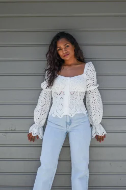 Bluzka Roseline White Lace