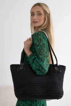 Czarna Szydełkowana Shopperka