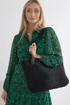 Czarna Szydełkowana Shopperka